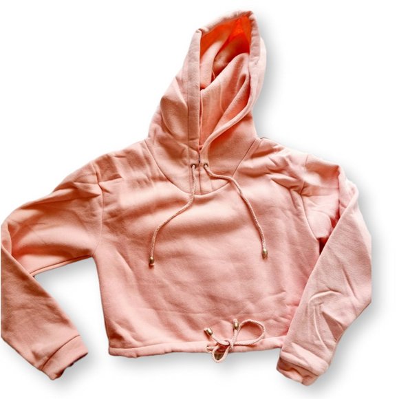 Y2k, pale / pastel / baby pink, cropped, hooded, 3/4 sleeve, jumper fits AU 8-12 - Picture 9 of 12